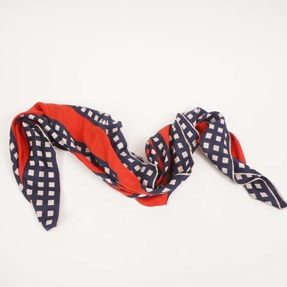 Vintage Echo Red‎ and Blue Square in Square Pattern Scarf​ - Picture 3 of 4